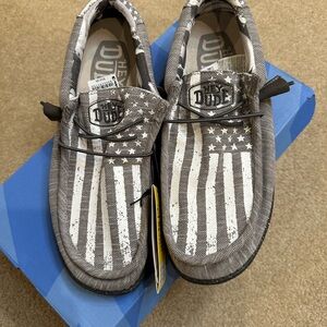 Hey Dude Gray and White Active-Stretch Shoes